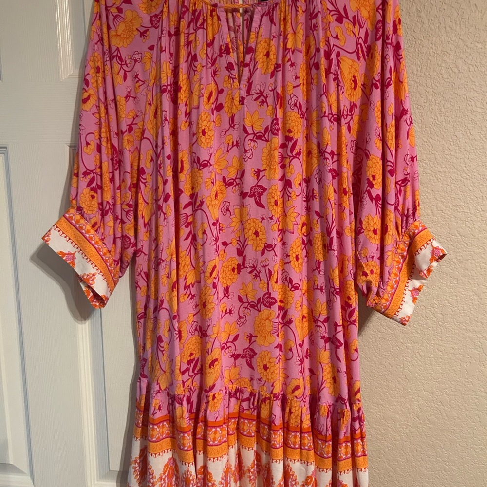 Floral Pink and Orange Dress